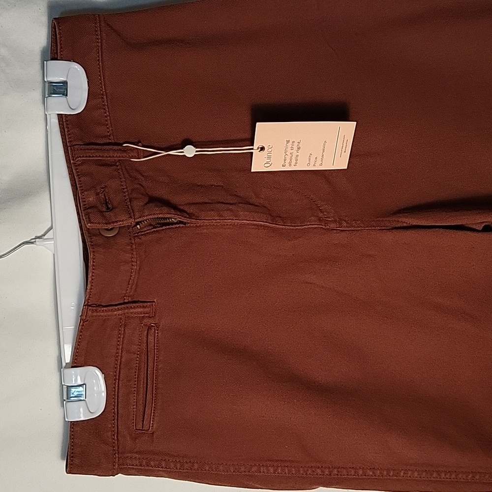 Organic Stretch Cotton Twill Straight Leg Cropped Pants - Picture 3 of 8